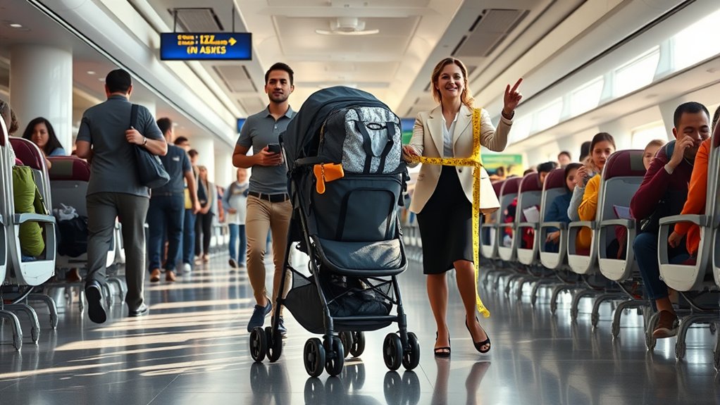 larger stroller prepared in a travel bag for a flight