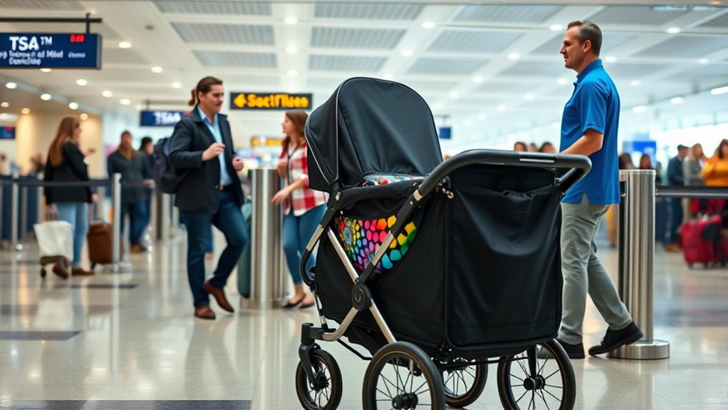 Stroller wagon folded for TSA security screening
