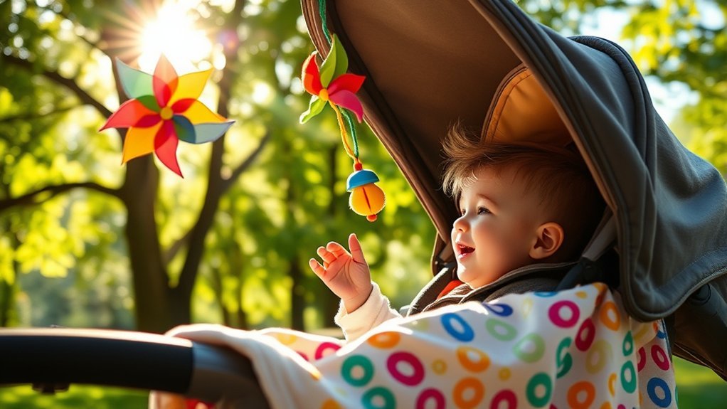 Parent creating special stroller adventure memories with a toddler