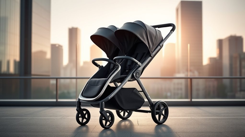 Nuna DEMI Next stroller used as a versatile double stroller solution