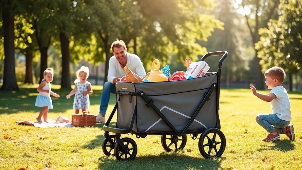 stroller wagon used for parks picnics and family adventure gear