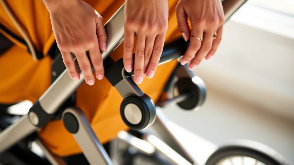 Bugaboo Lynx stroller prepared for folding and storage