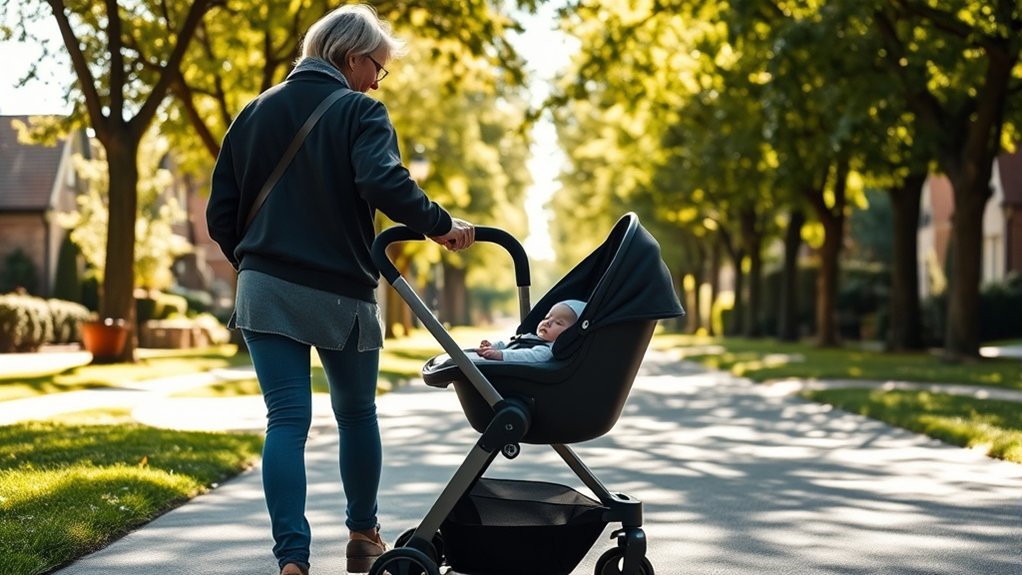 walking with car seat