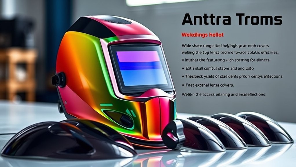 auto darkening welding helmet performance features with arc sensors and shade control