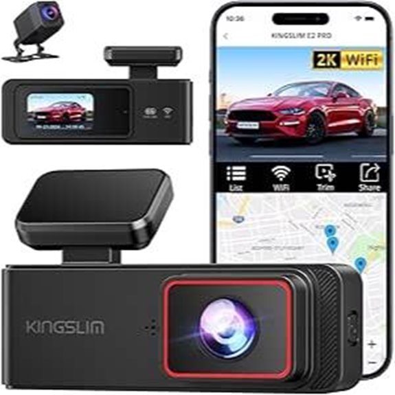 Kingslim 2K+1080P Front and Rear Dash Cam