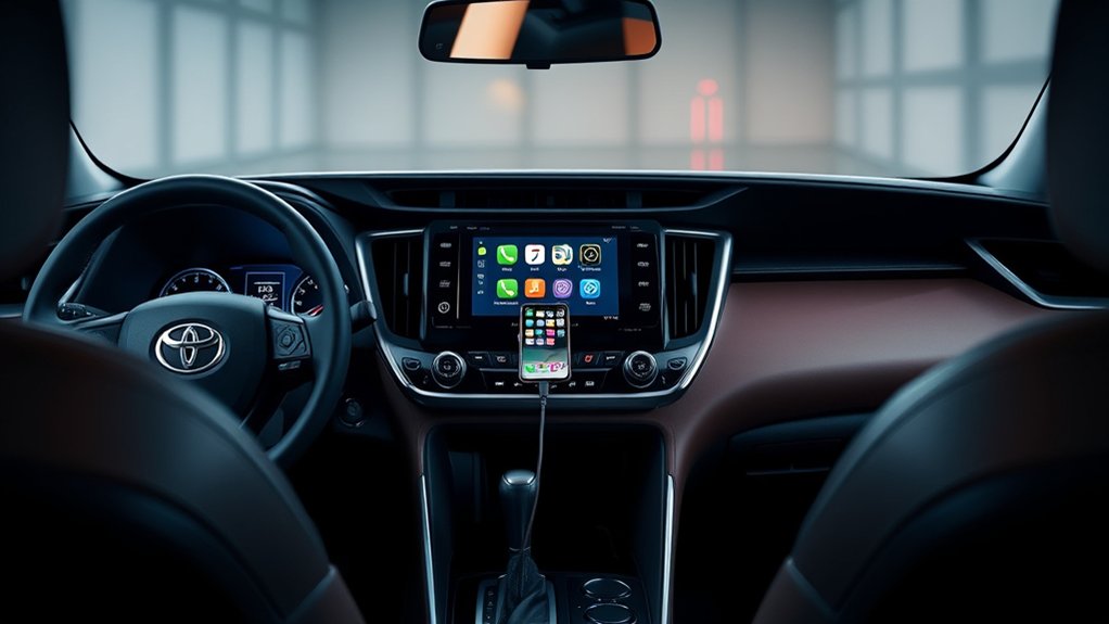 2022 Toyota RAV4 multimedia display with wired Apple CarPlay connection