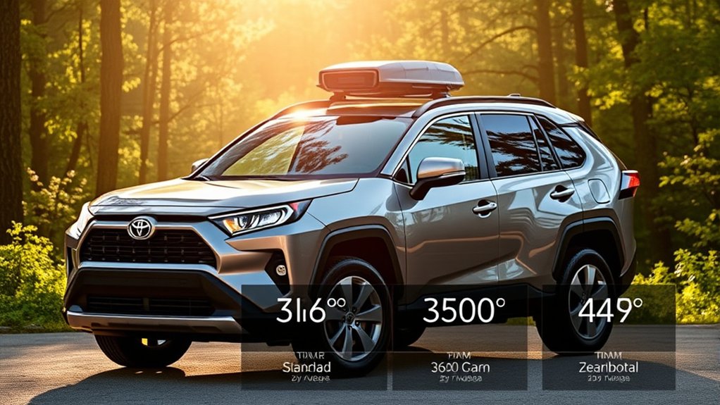 Comparison of standard and optional Toyota RAV4 Hybrid 360 camera equipment