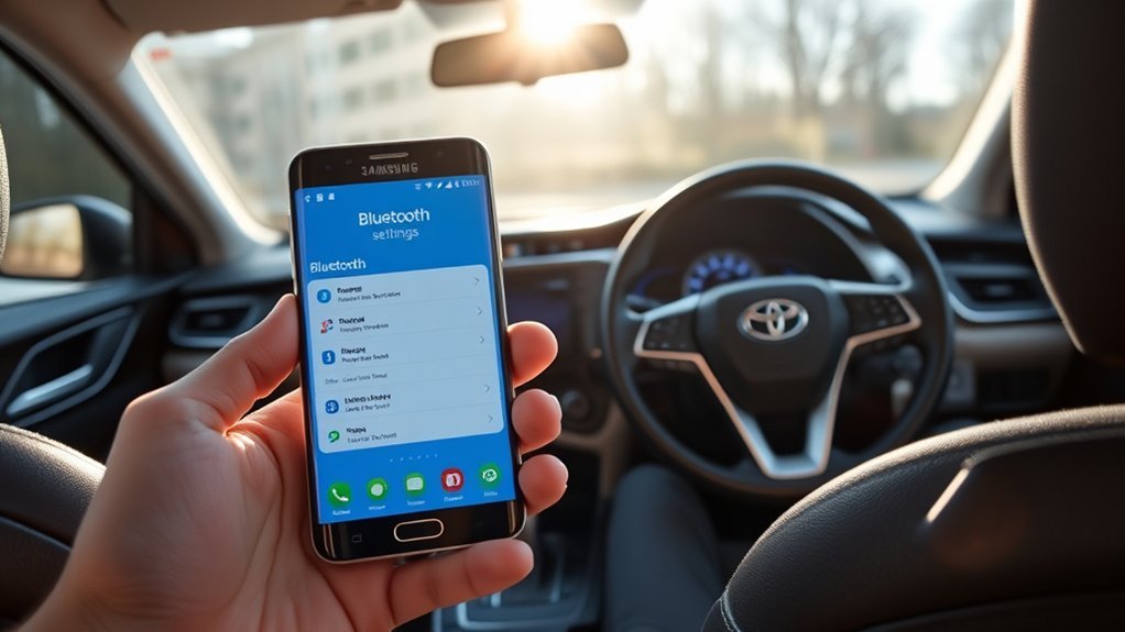 Bluetooth settings open on a Samsung Galaxy S7 before pairing with a Toyota RAV4
