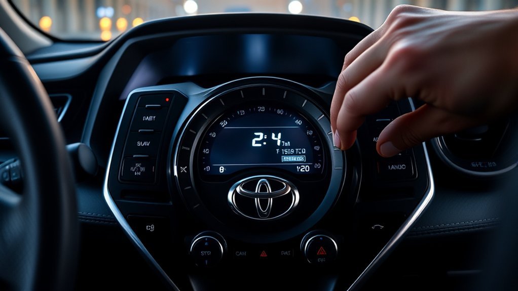 Toyota RAV4 Date and Time settings used to adjust the dashboard clock