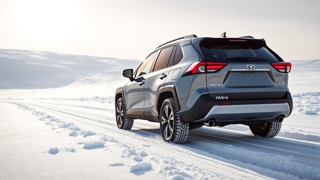 Toyota RAV4 AWD driving on a snow-covered road