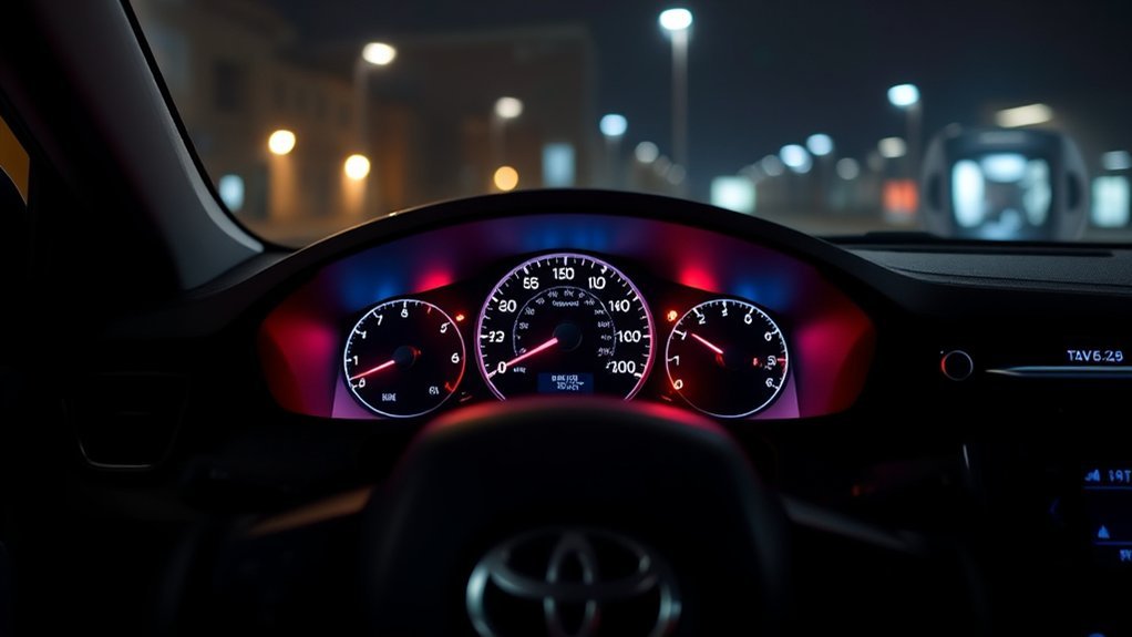 Comparison of analog gauges and a digital speedometer in a Toyota RAV4