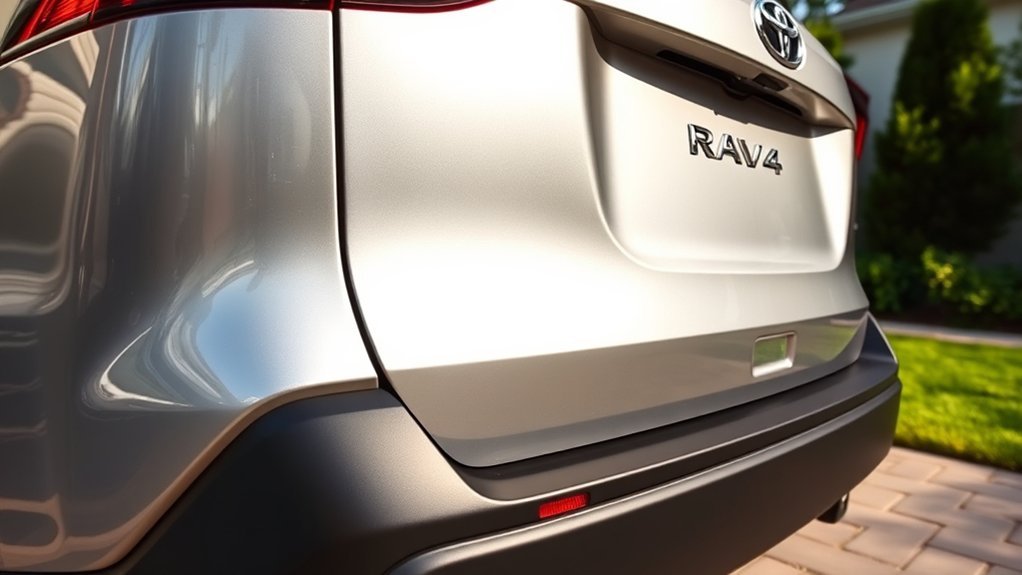 Toyota RAV4 rear bumper showing parking sensor locations that vary by trim and package