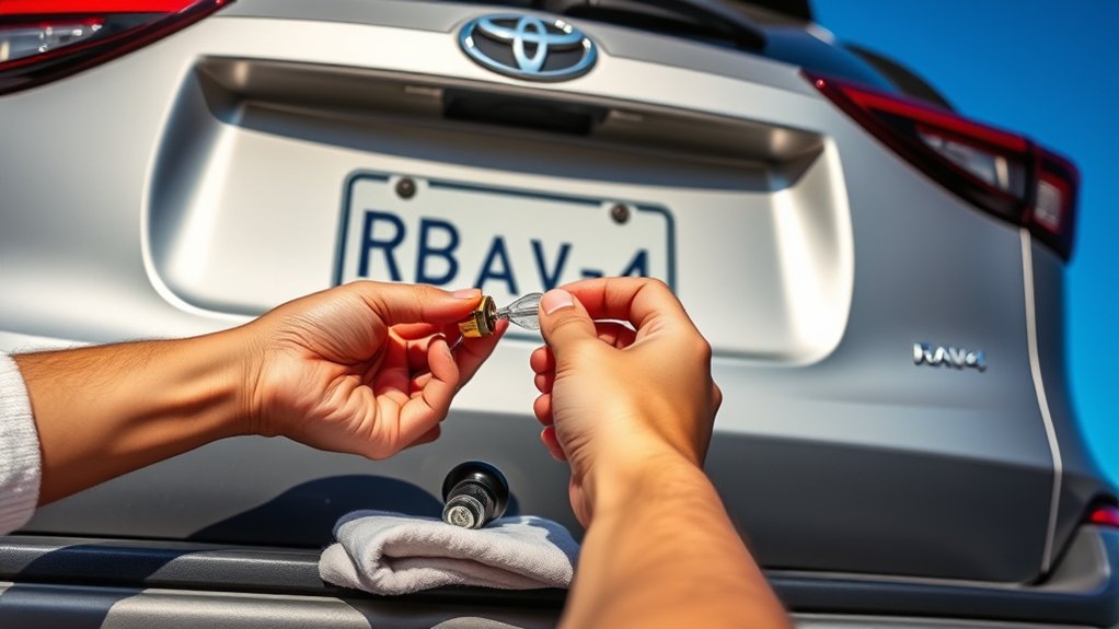 change rav4 license plate bulb