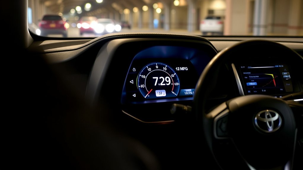 Toyota RAV4 instrument display showing trip and fuel economy information