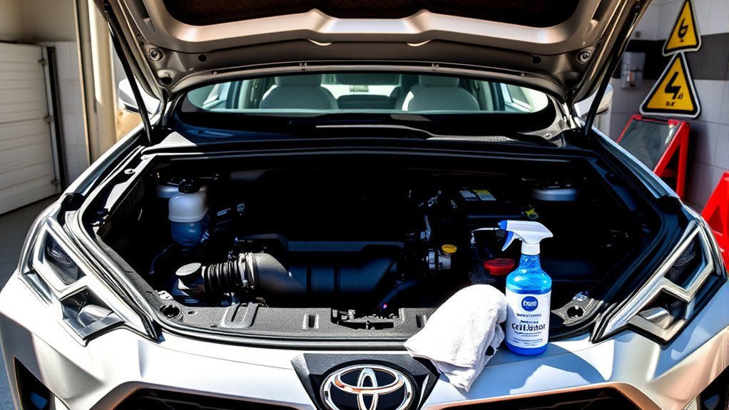 Clean Toyota RAV4 engine bay for easier inspection