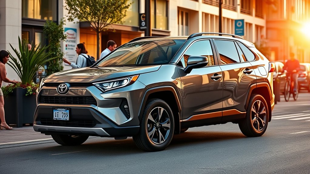 Toyota RAV4 compact SUV driving in an urban area