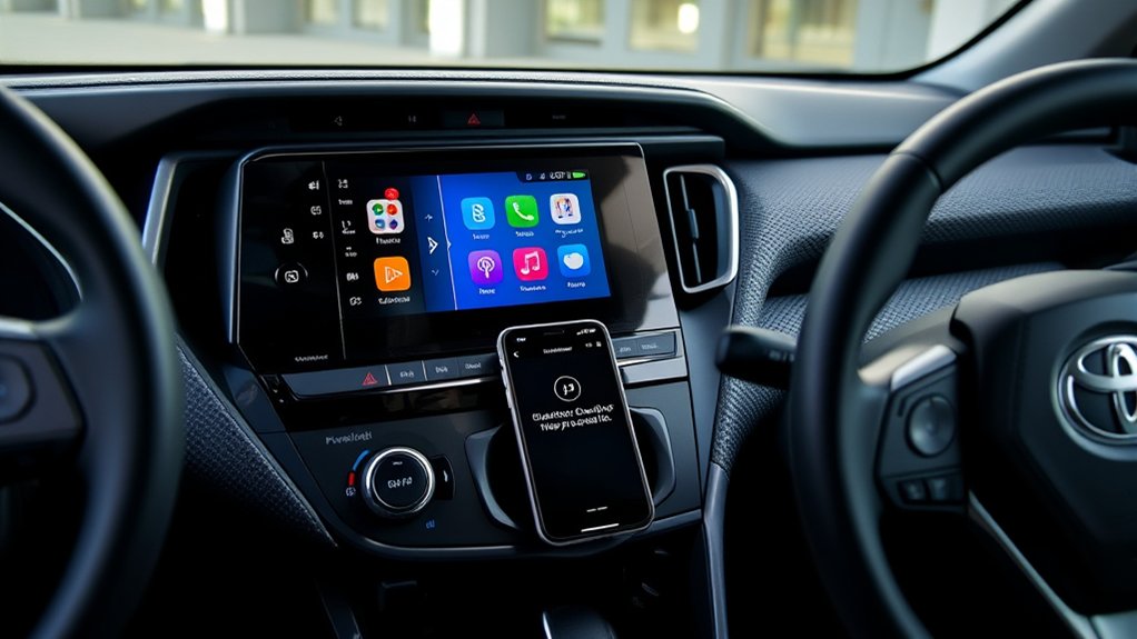 Toyota RAV4 LE multimedia screen used to pair a smartphone through Bluetooth