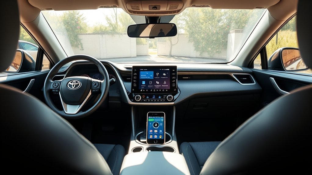 Phone connected to a Toyota RAV4 multimedia system for calls and audio