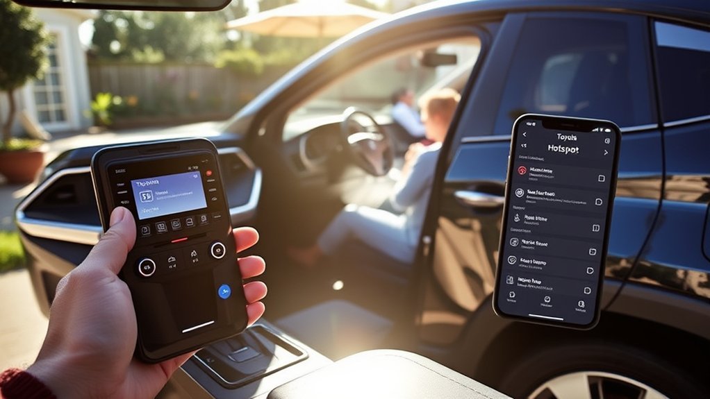 Passengers using connected devices through a Toyota RAV4 Wi-Fi hotspot