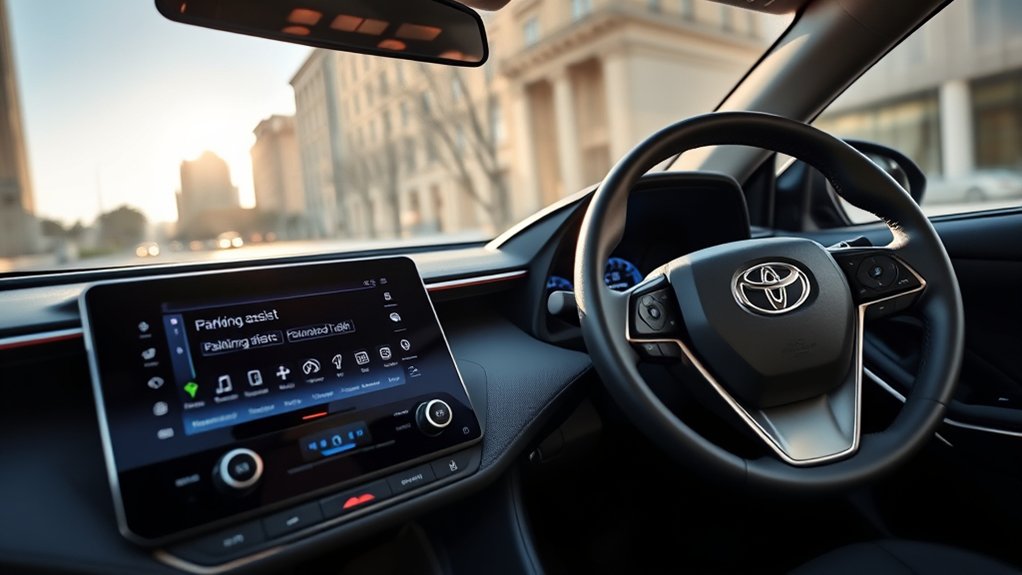Toyota RAV4 parking assist menu for adjusting buzzer volume and detection distance