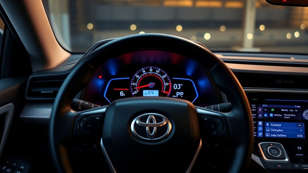 Toyota RAV4 steering-wheel controls used to customize the digital speedometer display