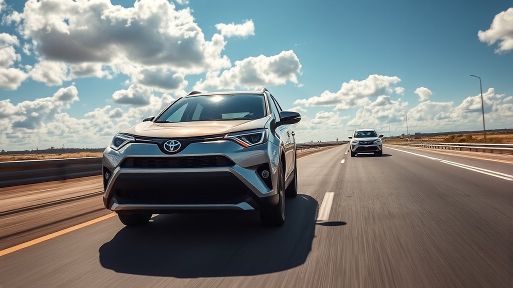 Toyota RAV4 Dynamic Radar Cruise Control monitoring a vehicle ahead