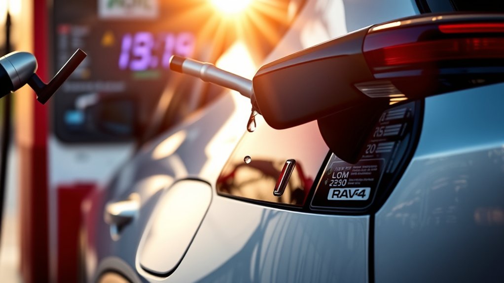 Safe Toyota RAV4 refueling practices at a gas station