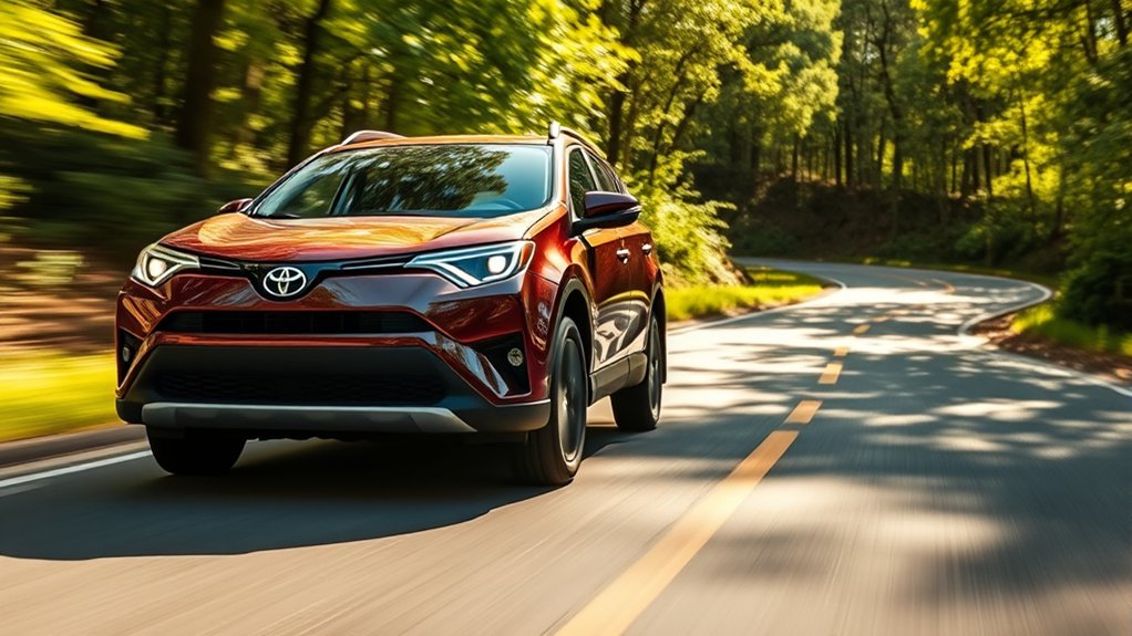 Toyota RAV4 FWD driving efficiently through urban traffic