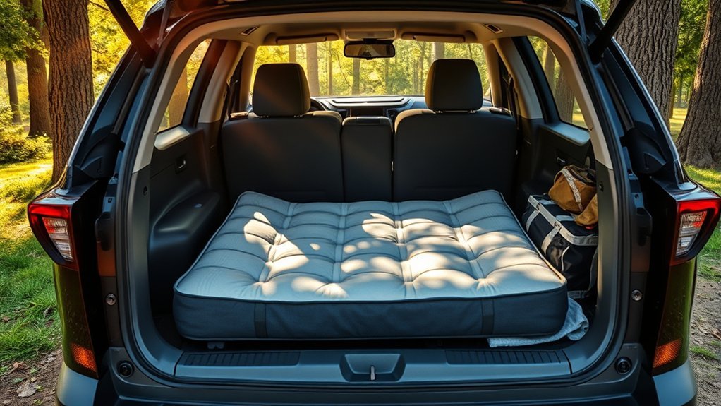 Efficient mattress storage setup for Toyota RAV4 camping