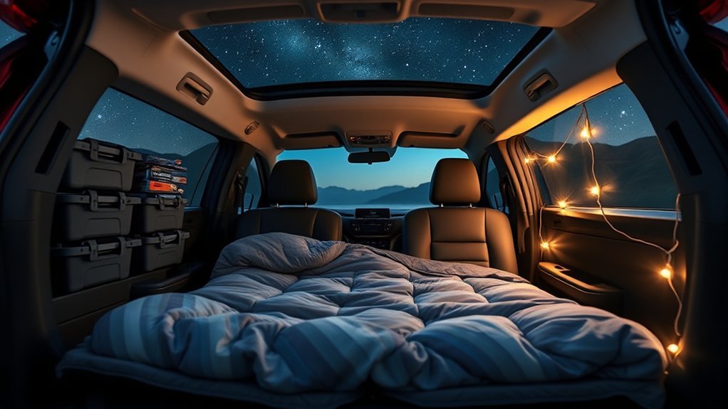 Organized Toyota RAV4 cargo area for an overnight camping trip