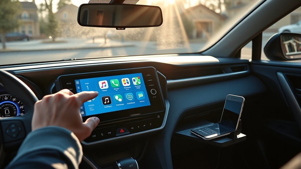 Smartphone connected to a Toyota RAV4 multimedia system