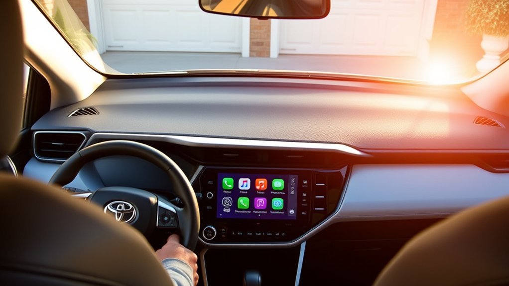 Apple CarPlay navigation and media on a Toyota RAV4 LE infotainment display