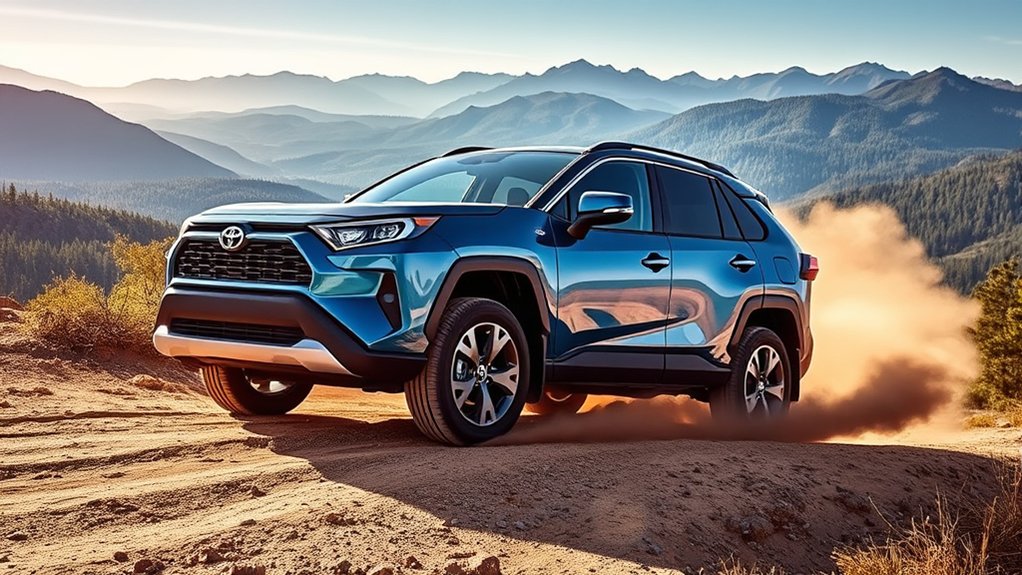 Toyota RAV4 Hybrid using electric rear-wheel assistance to improve traction on a slippery road