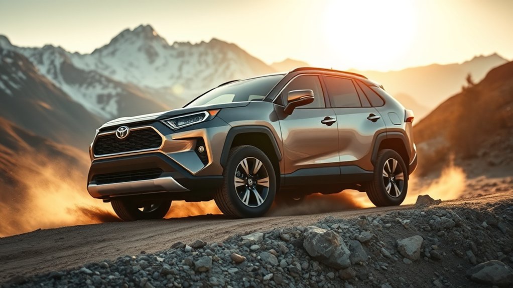 Toyota RAV4 AWD improving traction on a slippery road