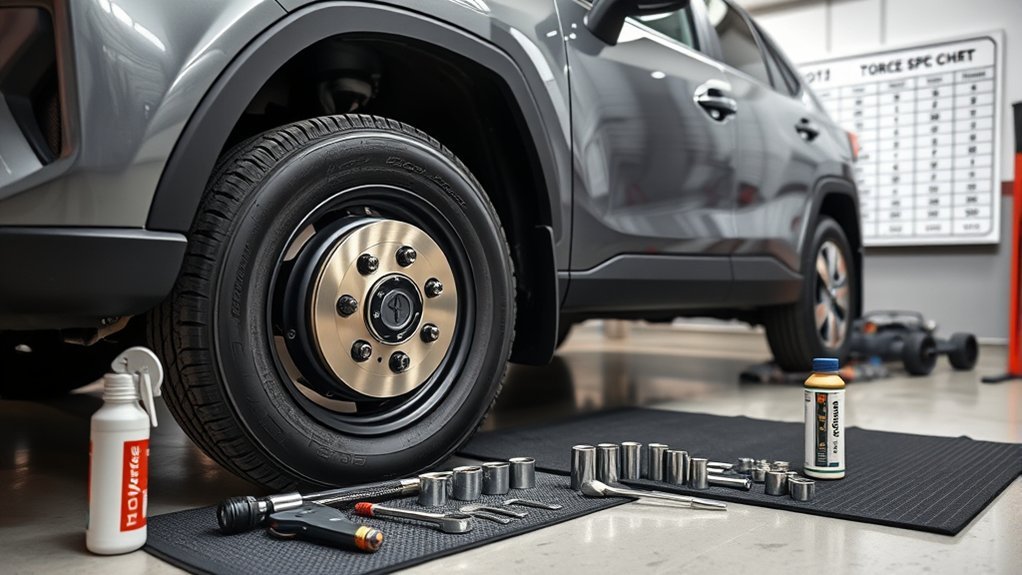Tools for replacing Toyota RAV4 front brake pads