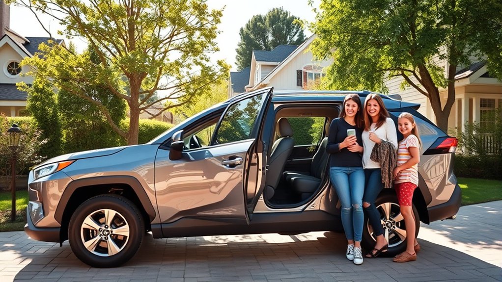 Family using a Toyota SUV with flexible passenger and cargo space