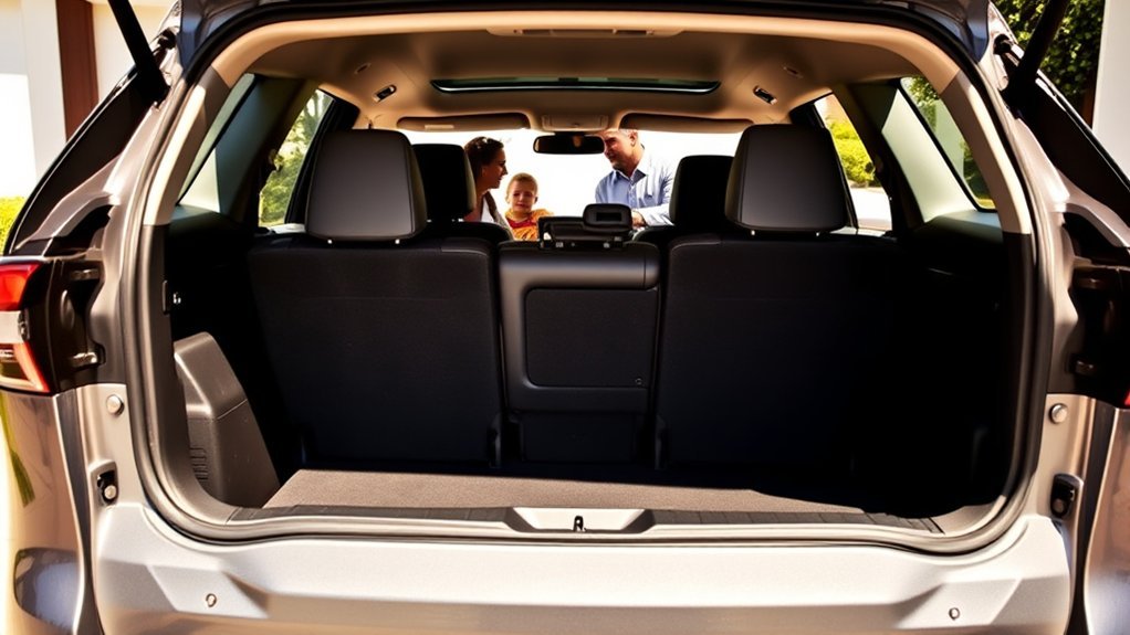 Family comparing passenger comfort and seating capacity in a Toyota RAV4