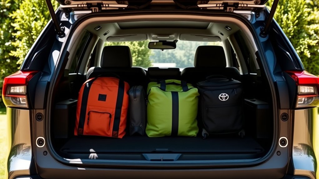 Toyota RAV4 cargo area arranged for luggage
