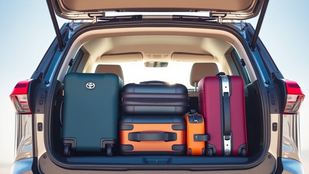 Toyota RAV4 cargo area with luggage positioned behind the rear seats