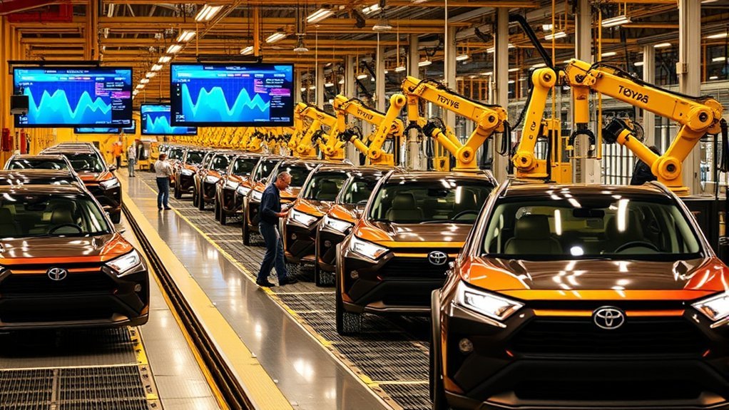 advanced vehicle manufacturing equipment inside Toyota's Kentucky production facility
