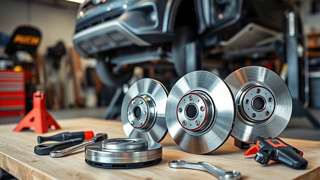 Installing rear rotors and brake pads on a Toyota RAV4