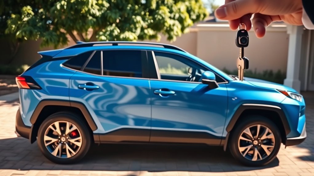 Toyota RAV4 parked after the driver has walked away with the key fob