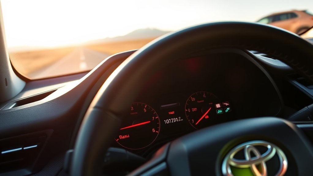 Toyota RAV4 low fuel warning light on the instrument panel