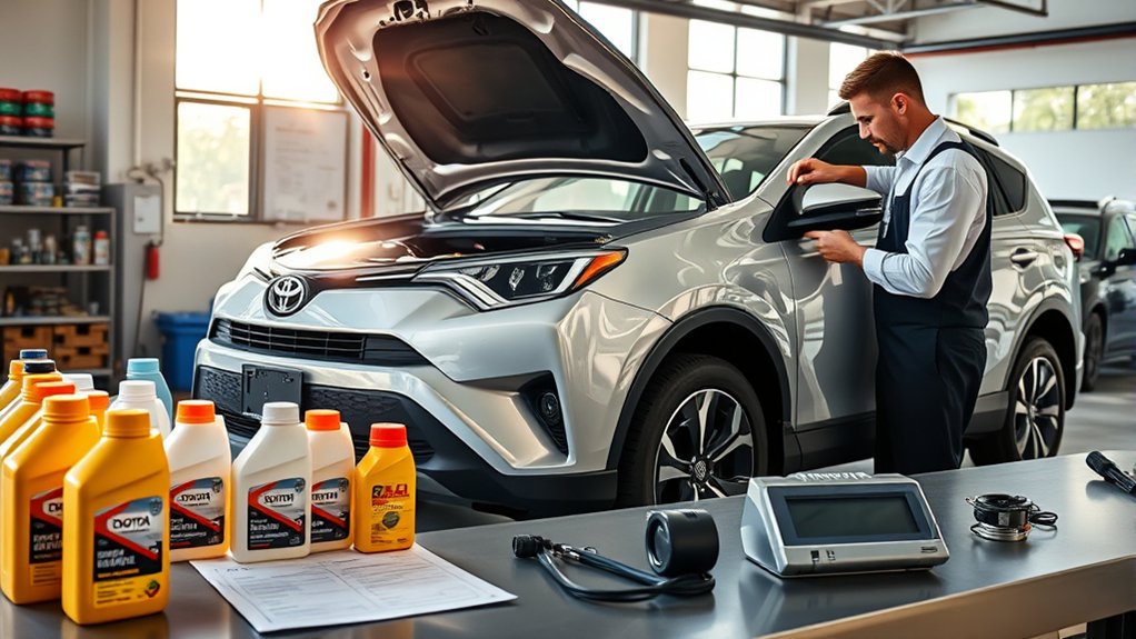 Checking and maintaining the engine oil level in a Toyota RAV4