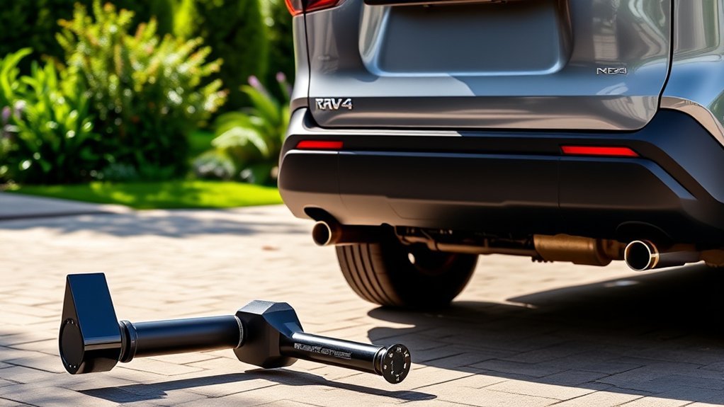 Toyota RAV4 fitted with a rear trailer hitch for towing