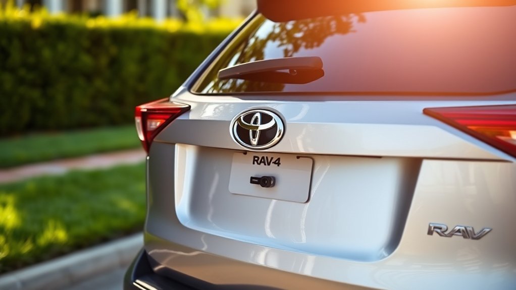 Toyota RAV4 LE rearview-camera screen showing visibility behind the SUV