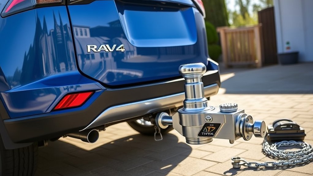 Toyota RAV4 receiver hitch, wiring, safety chains and trailer-towing equipment