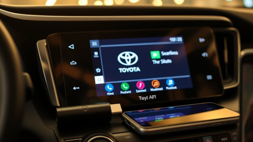 Toyota RAV4 multimedia display showing a software update screen