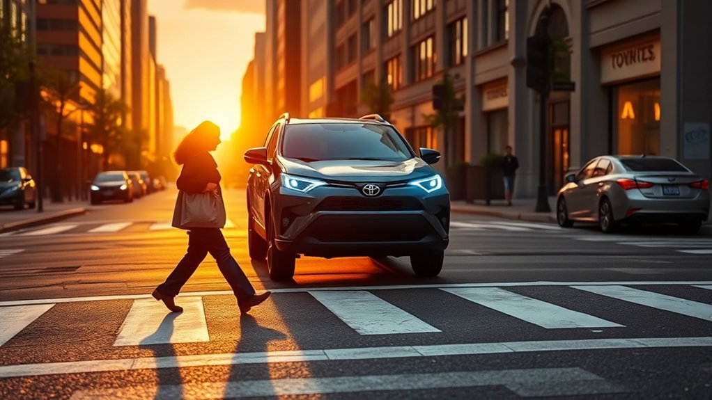 Toyota RAV4 pedestrian detection using the forward camera and radar