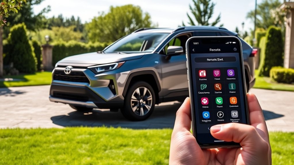 Toyota RAV4 parked outdoors while the cabin is pre-conditioned by remote start